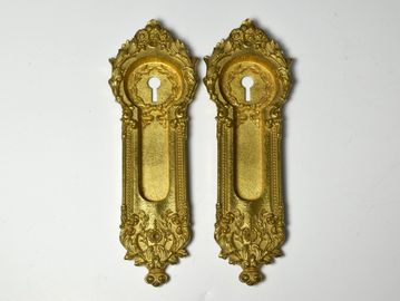 Pair 1900s Courtray style pocket door pulls by Reading Hardware mansion quality S13