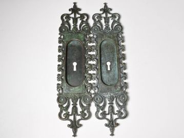 Large pair antique early 1900s sliding door pulls Yale & Towne Manchester design S19