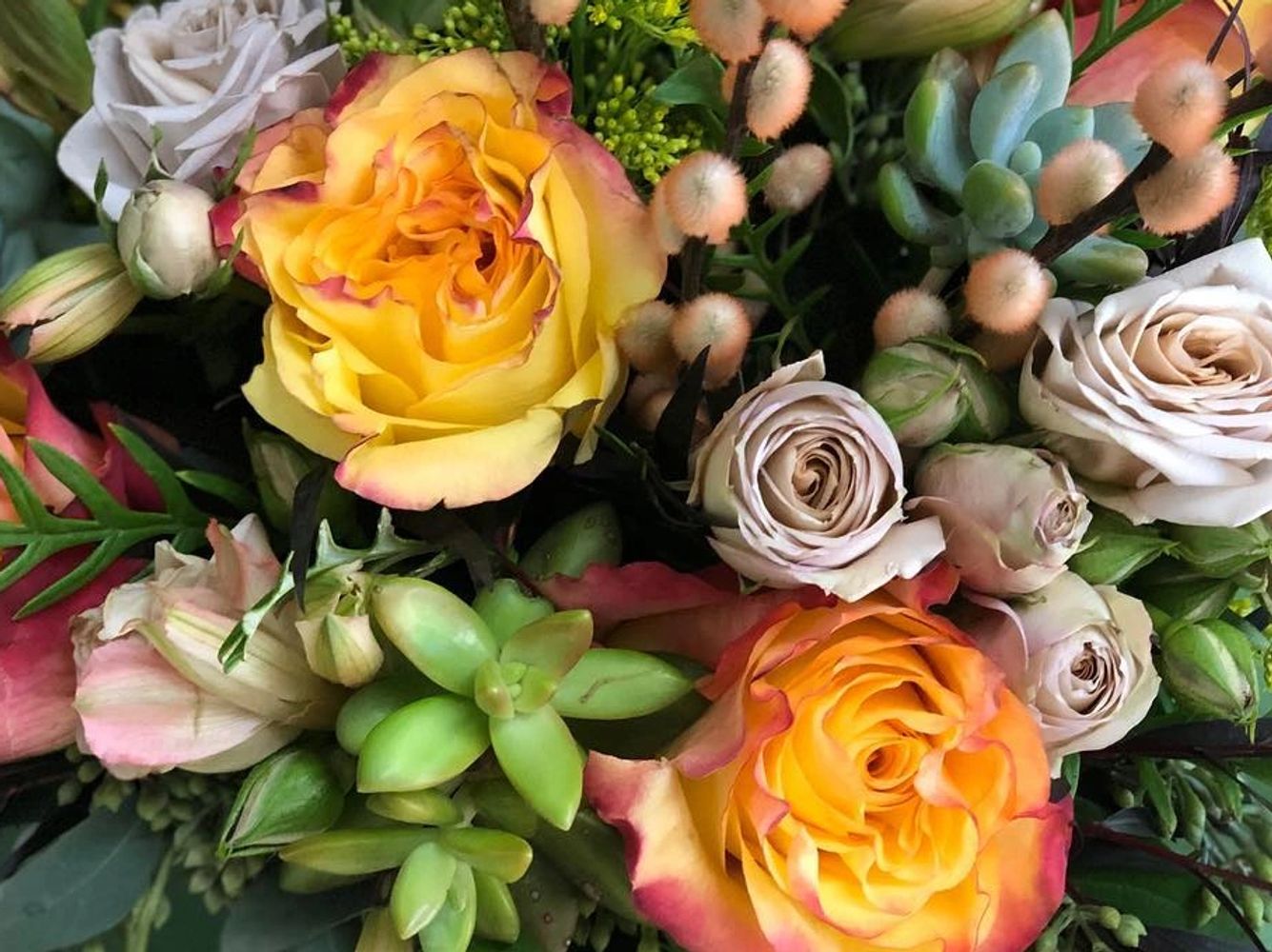 Succulent and Rose Flowers for delivery in Huntington Beach by Love N' Bloom Florist