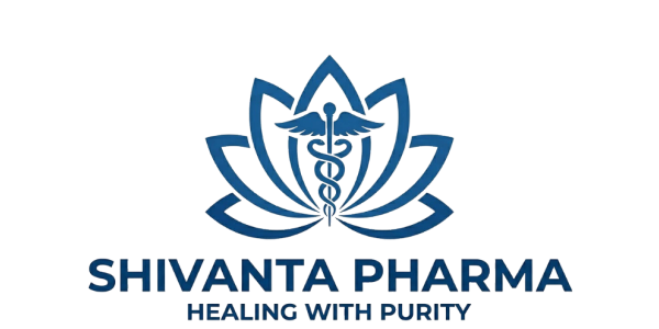 Logo of Shivanta Pharma with a medical symbol and lotus design.