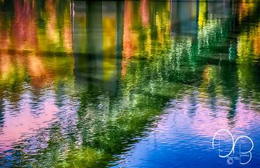 Fine Art Photography Print abstract of a reflection of a bridge in a river