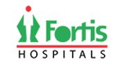 Logo of Fortis Hospitals with a green and red design.