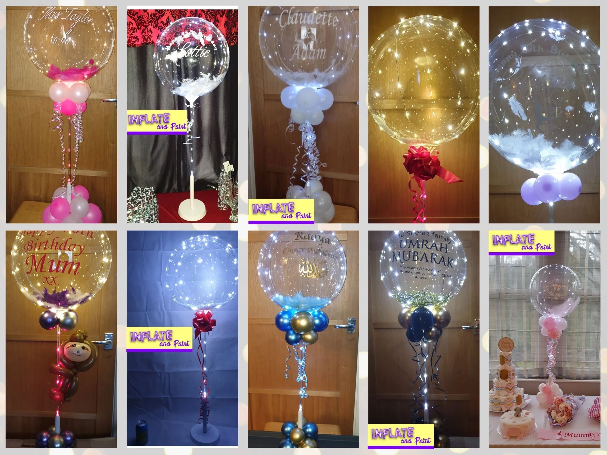 Light Up balloons on a stand for all occasions, for examples these are suitable for mother's day, fa