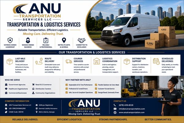 ANU Transportation Services offers reliable logistics and delivery solutions in Metro Atlanta.