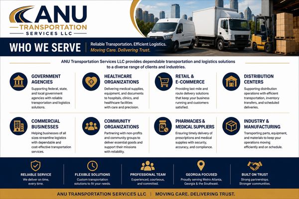 ANU Transportation Services offers dependable logistics and transportation to various sectors.