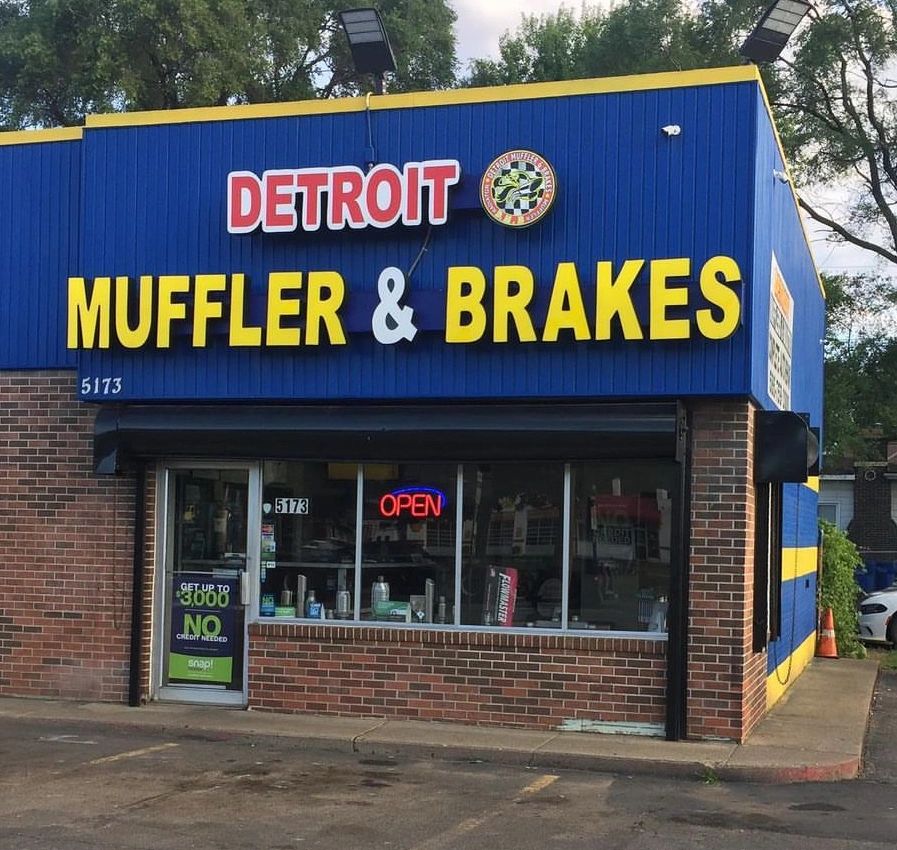 Front View of Detroit Muffler Brakes Auto Repair Shop