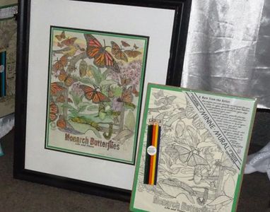 Life and Times of a Monarch  Minne-Mural Coloring Art Poster matted and framed in a 16 x 20 frame. 