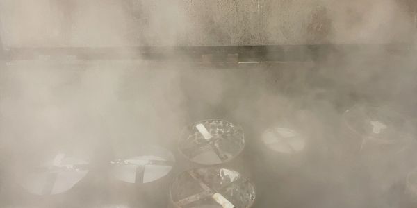 Flasks being steamed in boiler