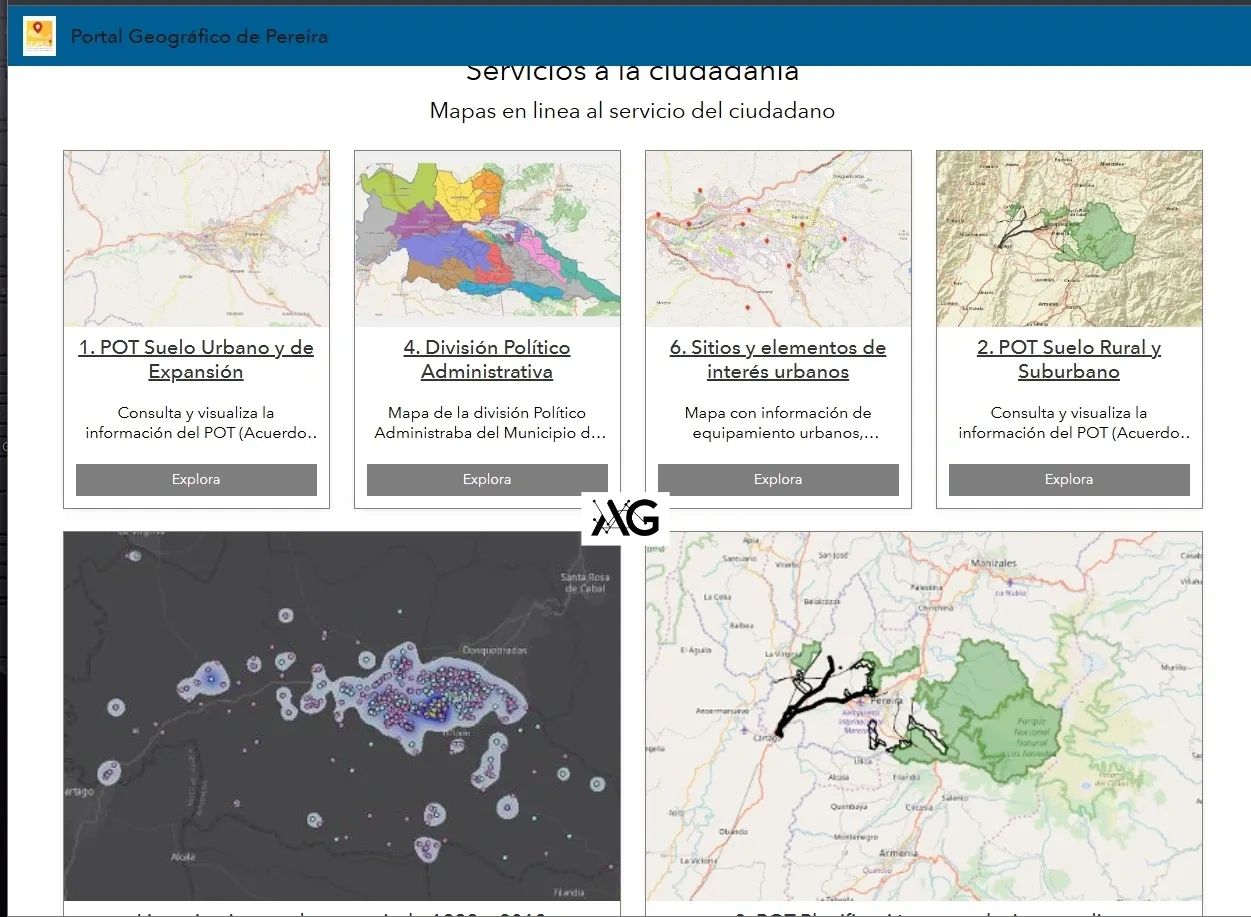 Portal Geográfico del municipio de Pereira (Colombia) en la plataofrma de ArcGIS Online