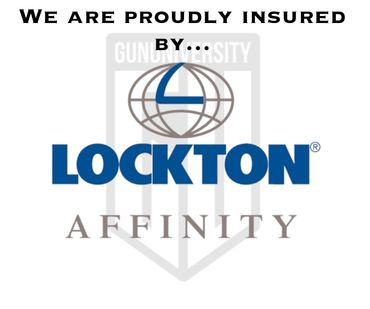 Insurance proudly provided by Lockton Affinity with university backdrop.