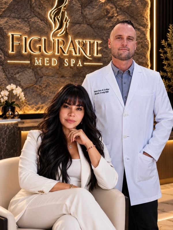 Two professionals at Figurarte Med Spa posing confidently.