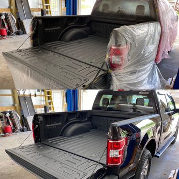 Spray in truck bed liner applied on this new Ford F-150.