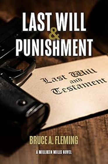 Book cover with a gun and a last will document titled 'Last Will & Punishment'.