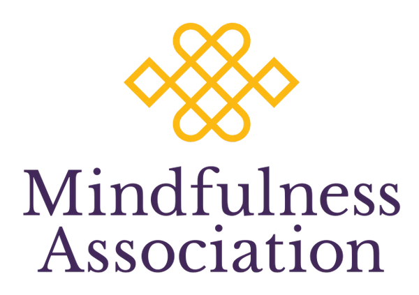 Logo of the Mindfulness Association with a yellow knot symbol and purple text.