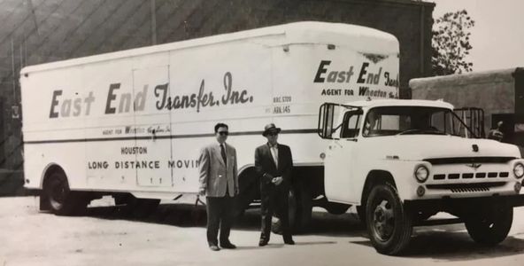 Founder of East End Transfer & Storage, Inc. pictured with one of Houston's first moving trucks