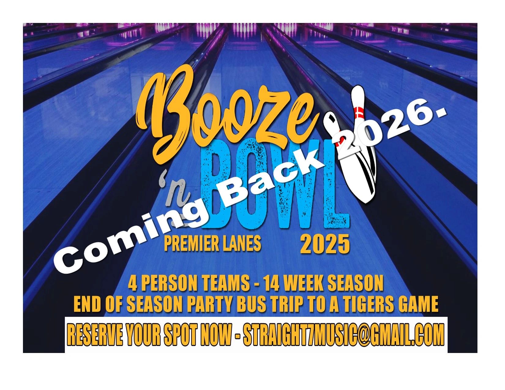Tuesday Nights, this Full house party league Starts the last week of January. Reserve Your spot befo
