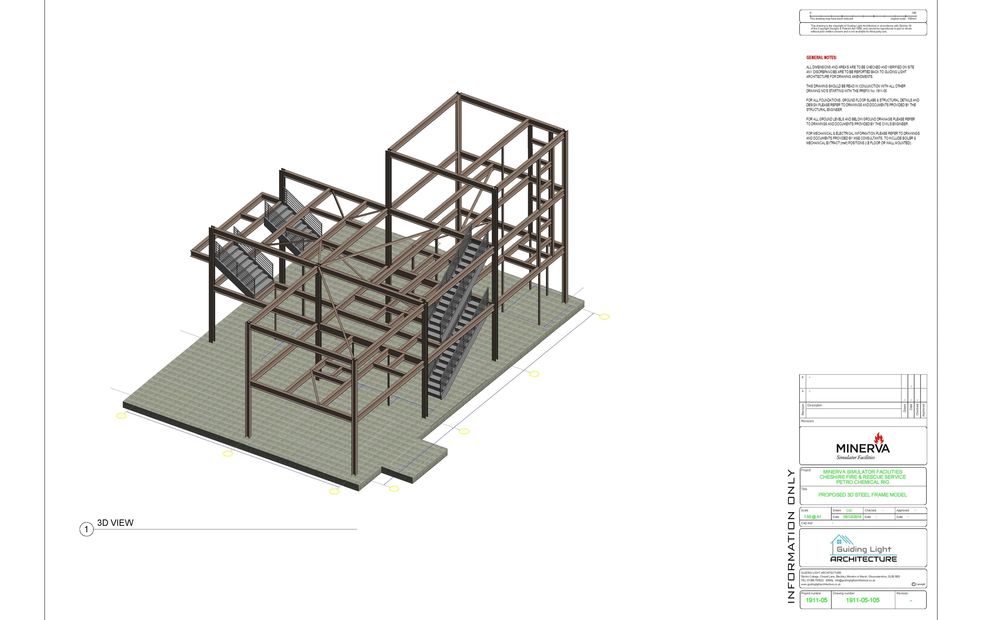 3D steel frame model for Minerva Simulator Facilities.