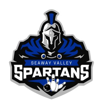 Logo of Seaway Valley Spartans featuring a Spartan helmet and bowling pins.