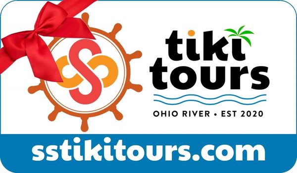 Logo for sstikitours.com with a red bow and Ohio River theme.