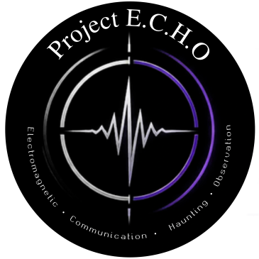 Logo of Project E.C.H.O, focusing on electromagnetic communication and haunting observation.