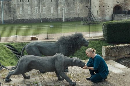 Kendra Haste with her work at the Tower of London