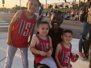 A group of kids is joining me at an open-air special event.