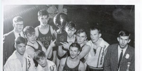 1968 Maine Class S boys basketball champion Monson Academy Slaters (Portland Press Herald photo)