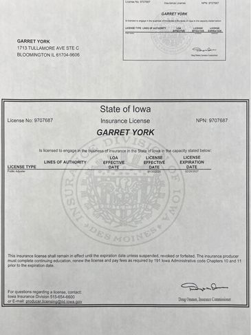 State of Iowa Insurance Lisense