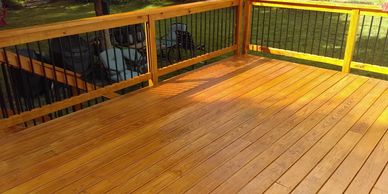 Cabot's Australian Timber oil on wood deck in Lakeside, Richmond, VA by Southern Home Handyman.