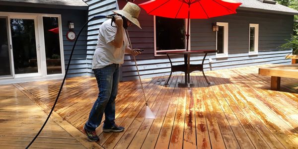 Stripping a solid stain off of a Wooden Deck in Short Pump, Va.