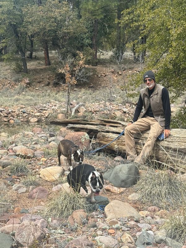 Oliver and Cooter roaming the property
