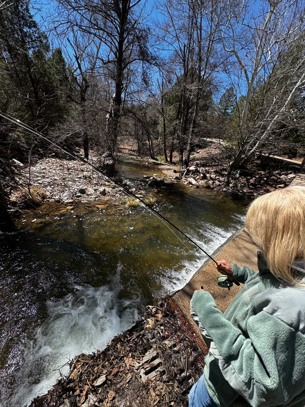 Deb getting it done on the creek