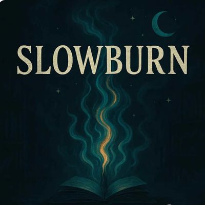 An open book with glowing smoke and the word 'SLOWBURN' above it.
