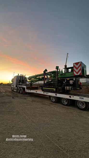 heres one of our trucks hauling a concrete pump for HVCPS.