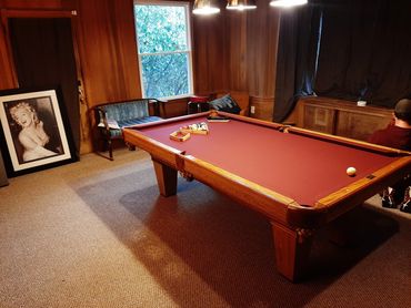 Wine Invitational Championship cloth on a Brunswick table