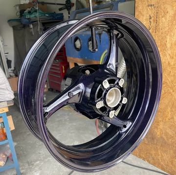 custom powder-coated motorcycle wheel 