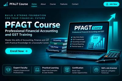 Promotional banner for PFAGT financial accounting and GST training course.