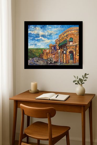 Durango CO circa 1920 original painting by AM Ransom