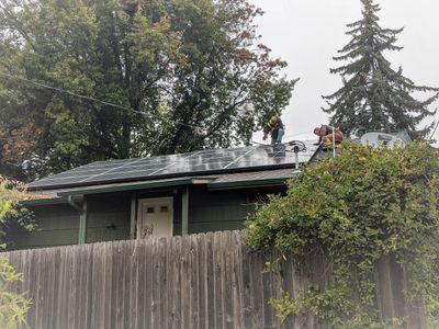Installing solar for a Corvallis bomeowner, after we installed the system the sun decided to come ou