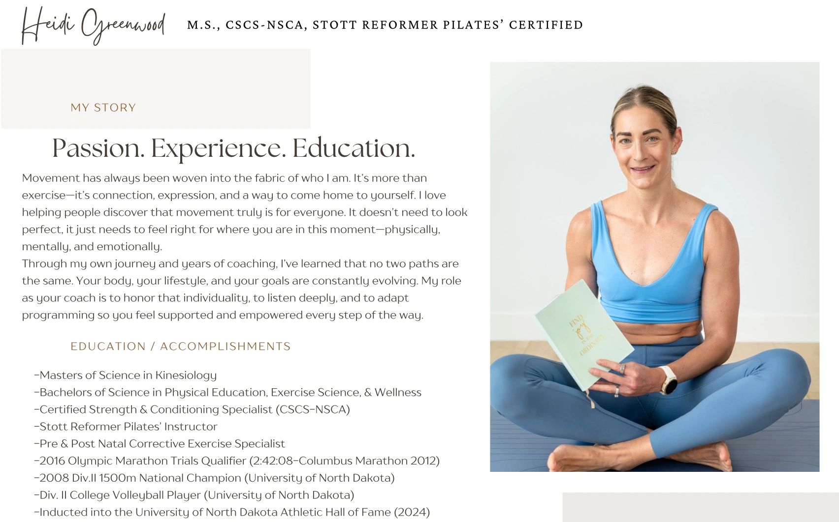 Heidi Greenwood, a certified Pilates instructor and fitness coach, shares her passion for movement and education.