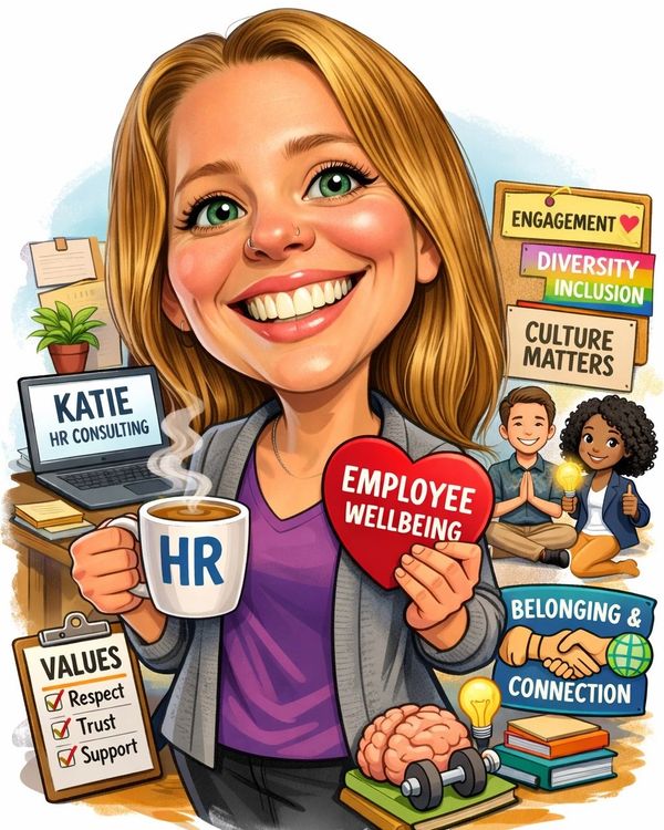 Caricature of Katie at Katie HR Consulting