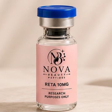 A vial of Nova Beauty Peptides GHK-Cu 100mg for research purposes.
