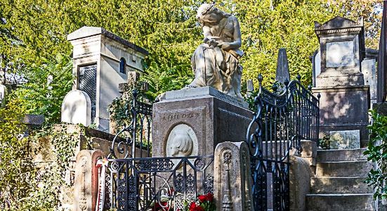 Beautiful headstones and tombs at Pere Lachaise in Paris.