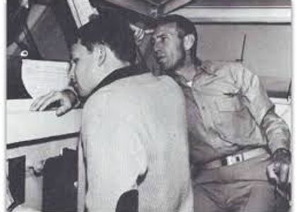 Jim Morrison with his father Stephen Morrison on the USS Bonhomme Richard
