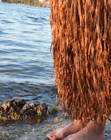 Bark skirt along the river. Photo property of CRIT Musuem.
