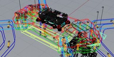 3D CAD model of mechanical assembly with colored components.