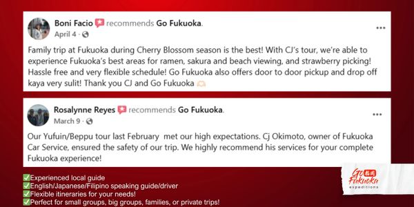 Positive reviews highlight Go Fukuoka's flexible tours and safety.