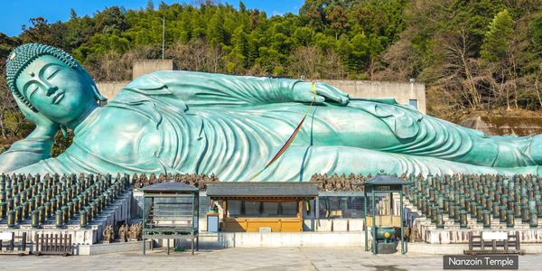 Massive reclining Buddha statue at Nanzo-in Temple in Japan.