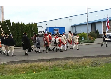 Colonial soldiers march to the battlefield.