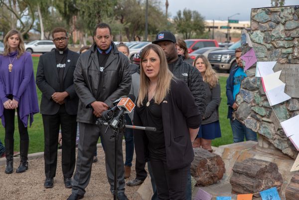 Brianna Westbrook speaking at Arizona State Capitol